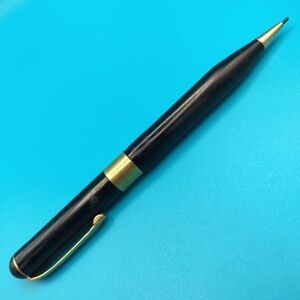 Vintage Penman USA Mechanical Pencil Black Gold Trim 1940s W.H. Miller Working